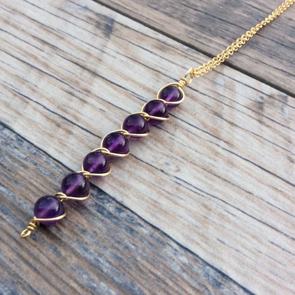 Amethyst necklace, Crown chakra, 14k Gold filled, February birthstone - Picture 2 of 7